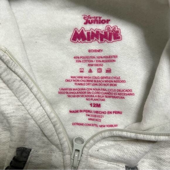 Disney Toddler Minnie Mouse Hooded Zip-Up Sweatshirt NWT SZ 12M - Picture 7 of 7